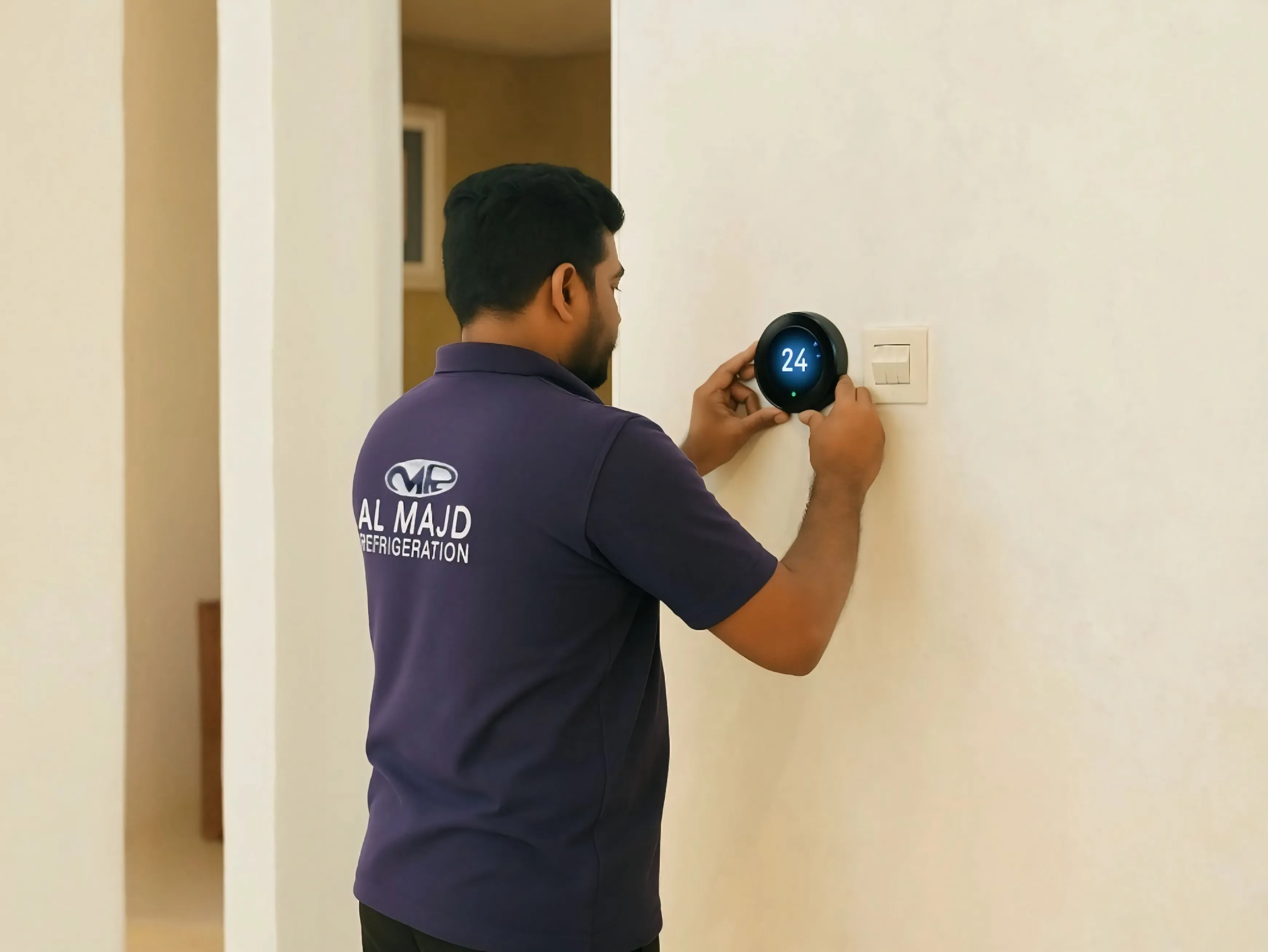 Cooling equipment repair technician working
